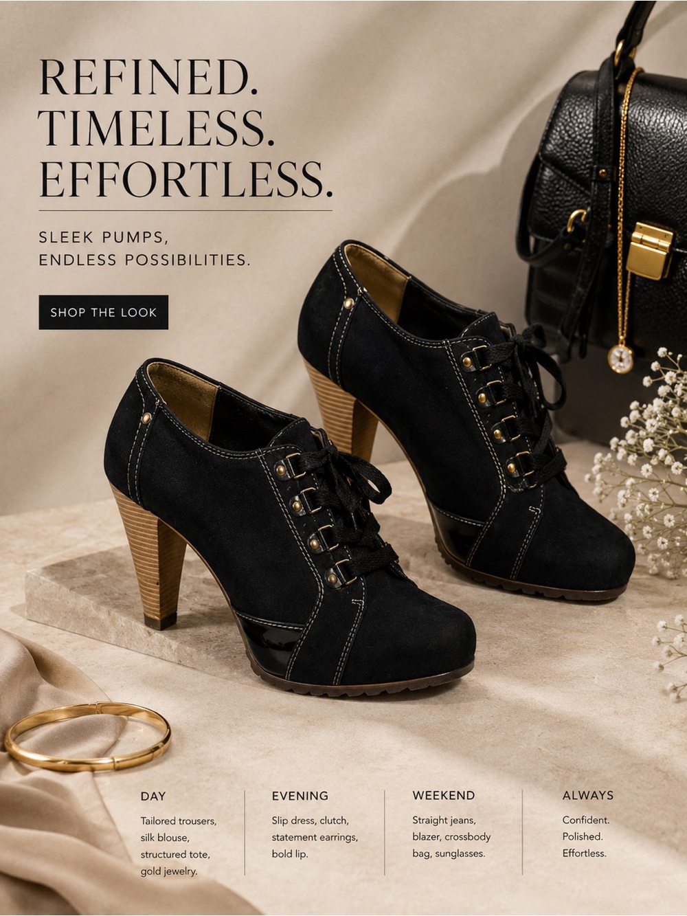 Limelight Black Lace-Up High Heel Ankle Boots